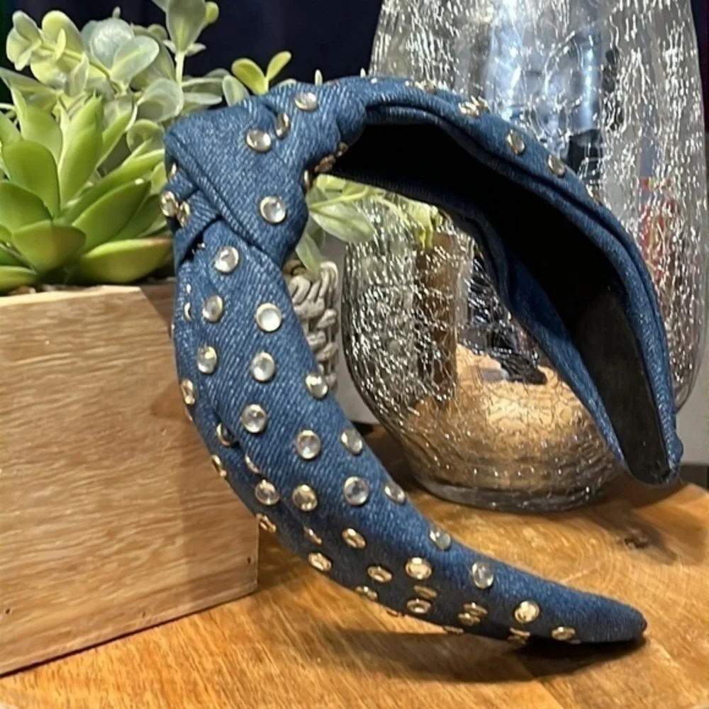Retro Denim Stud Headband
